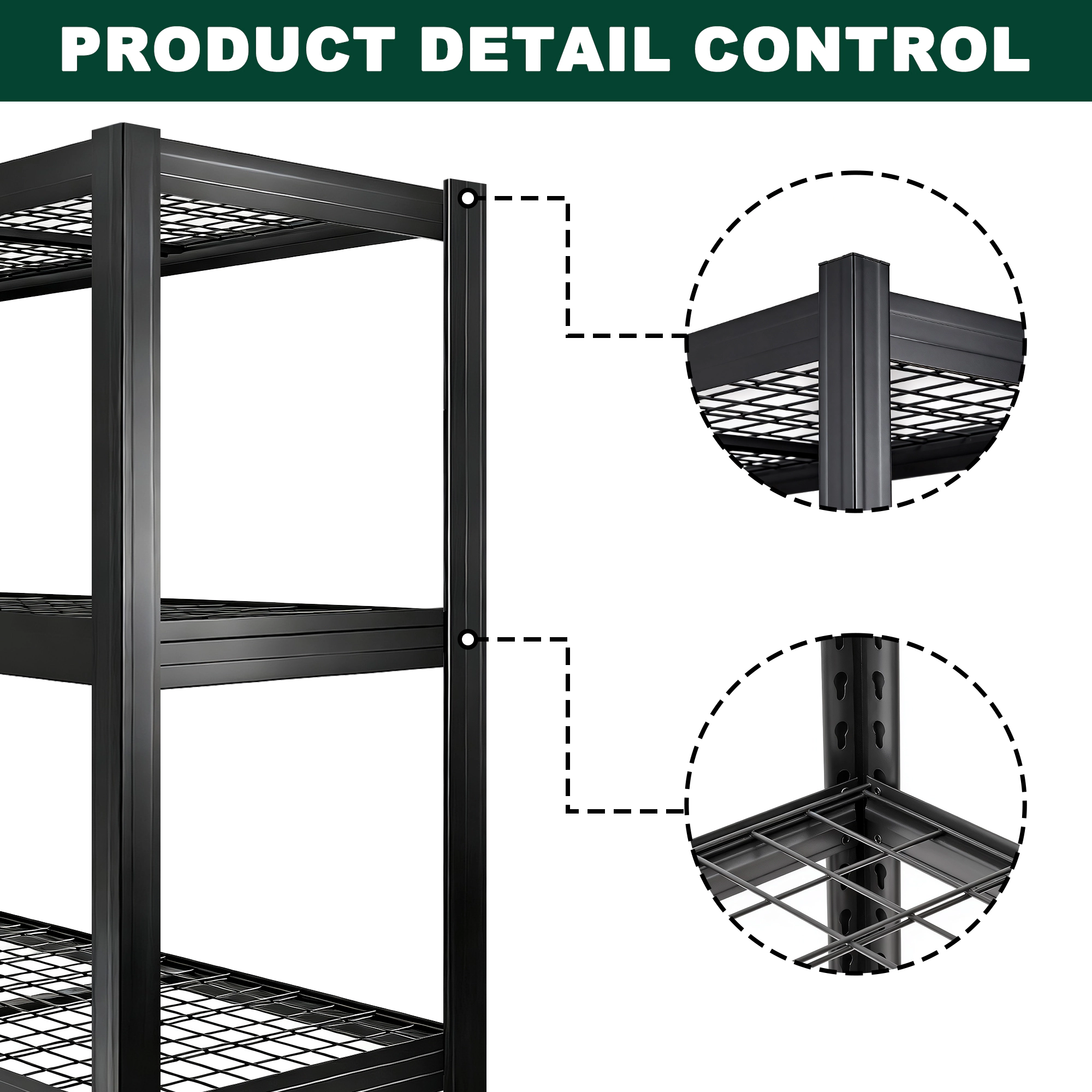 Flynama 4-Tiers Heavy Duty Metal Adjustable Garage Storage Shelving Unit in Black (70.8 in. W x 70.8 in. H x 23.6 in. D)