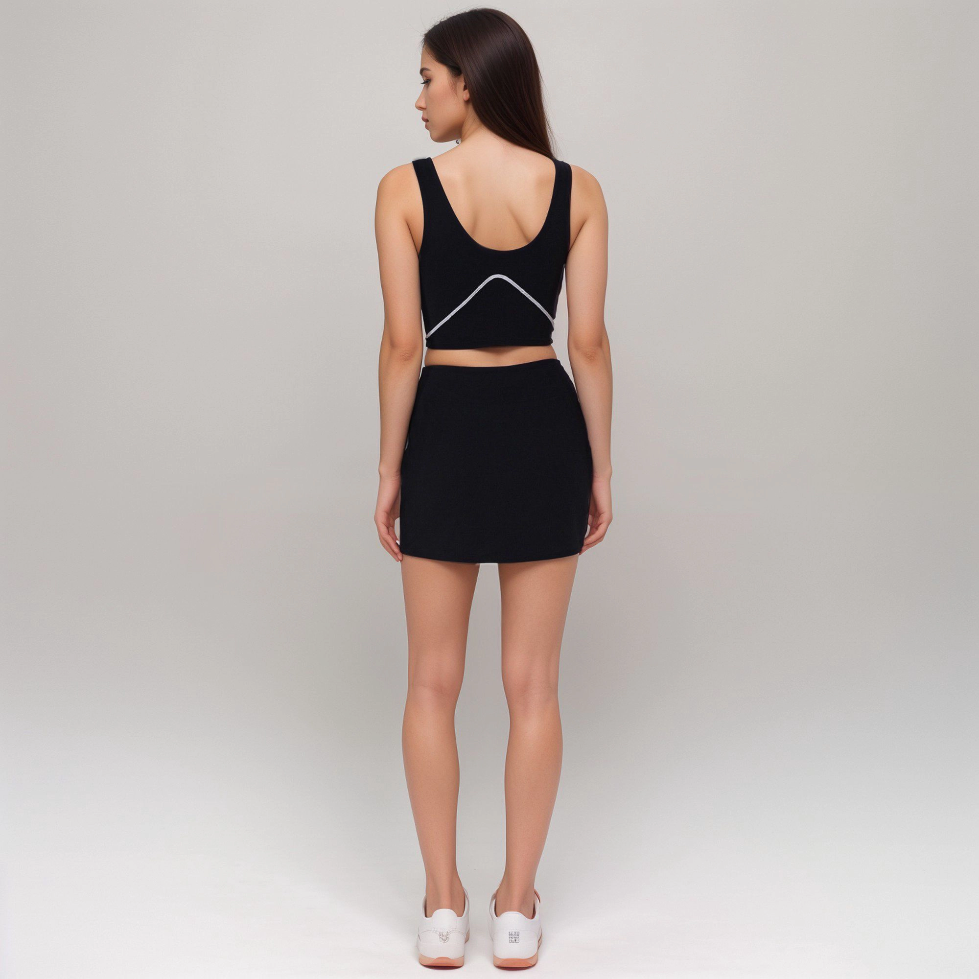 Anna-Kaci Women's Athletic Mini Skirt with Contrast Side Stripes and Built-In Shorts for Support