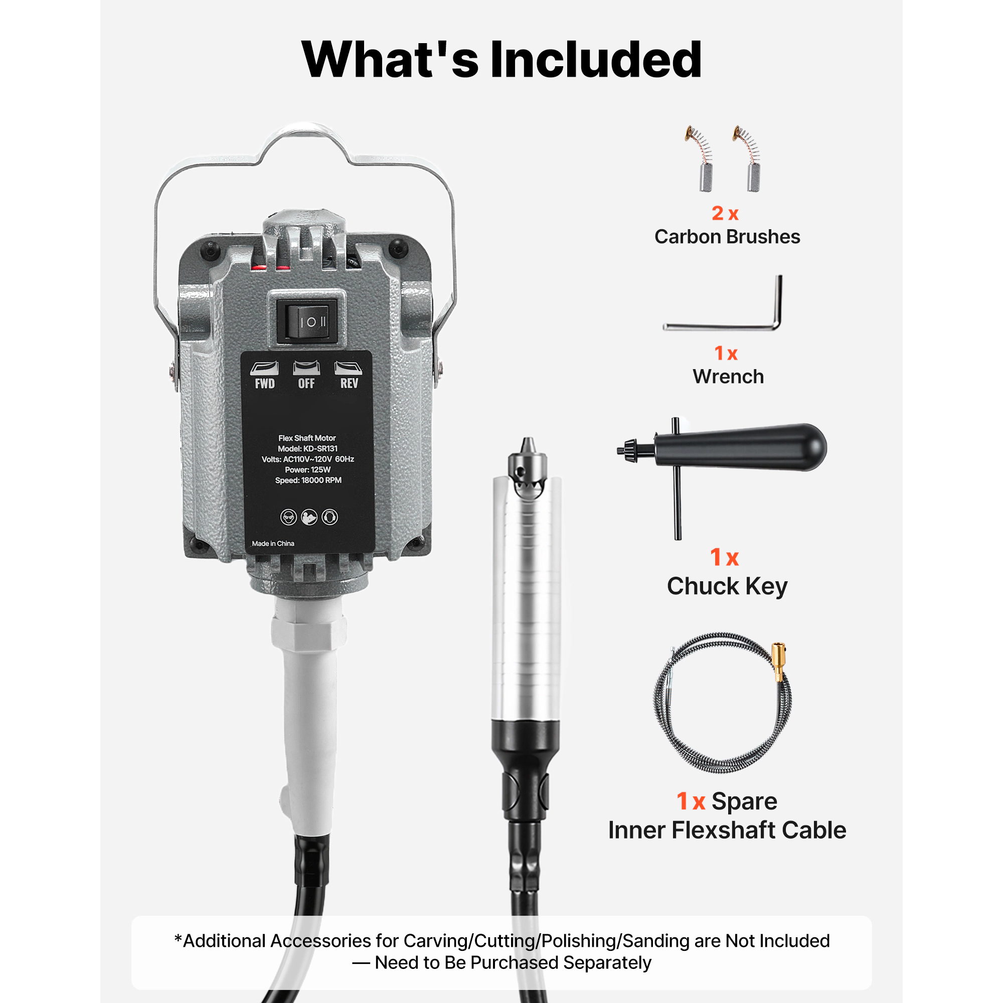 HONGGE Flex Shaft Grinder Electric Rotary Tool Foot-Pedal Control Hanging Carver with Accessory Kit