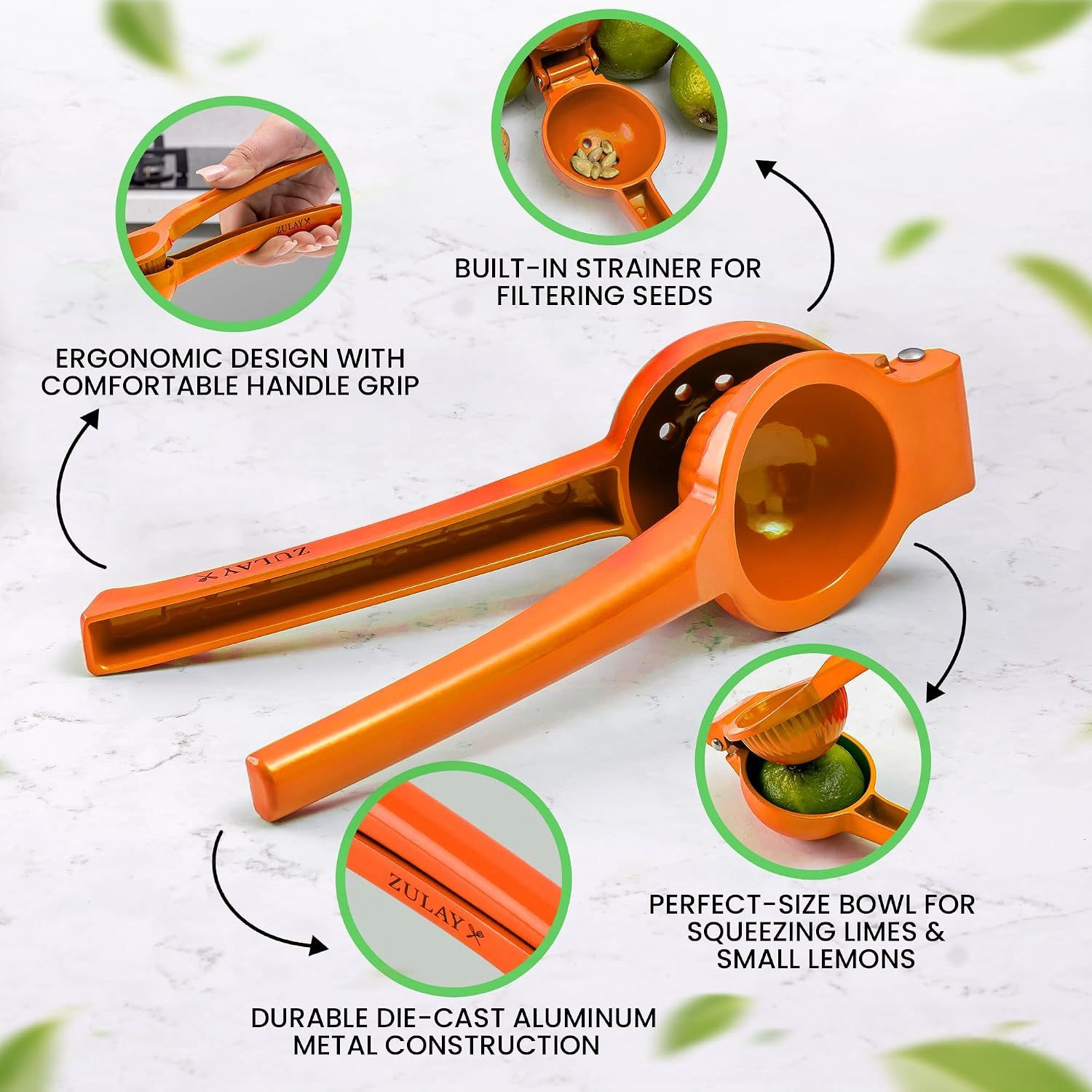 Zulay Kitchen Orange Squeezer - Single Bowl Metal Citrus Juicer Extracts Oranges In Seconds by Hydration Nation
