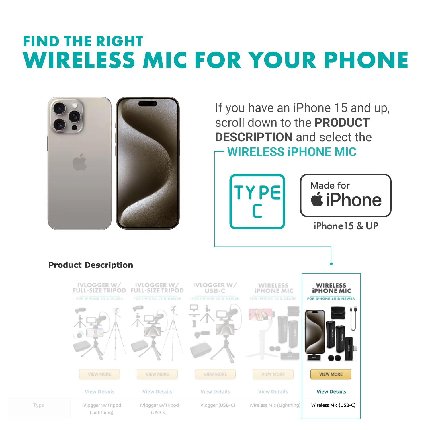 Movo Wireless Mini DI Duo Wireless Microphone - iPhone Video Recording Mic with Lavalier Mic, 10 HR Battery, 164FT Range