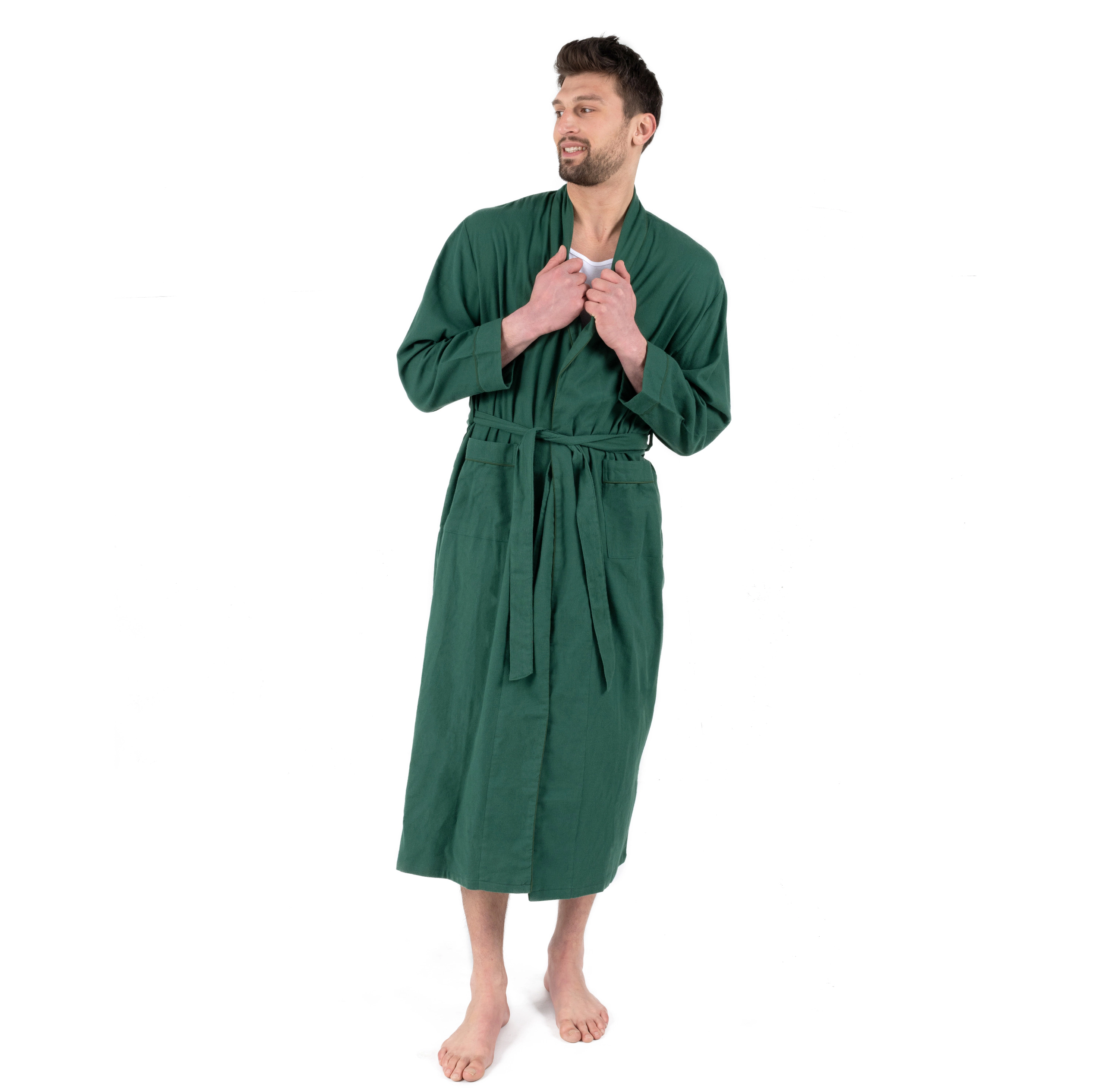 Leveret Womens Solid Holiday Flannel Robes with Front Patch Pockets