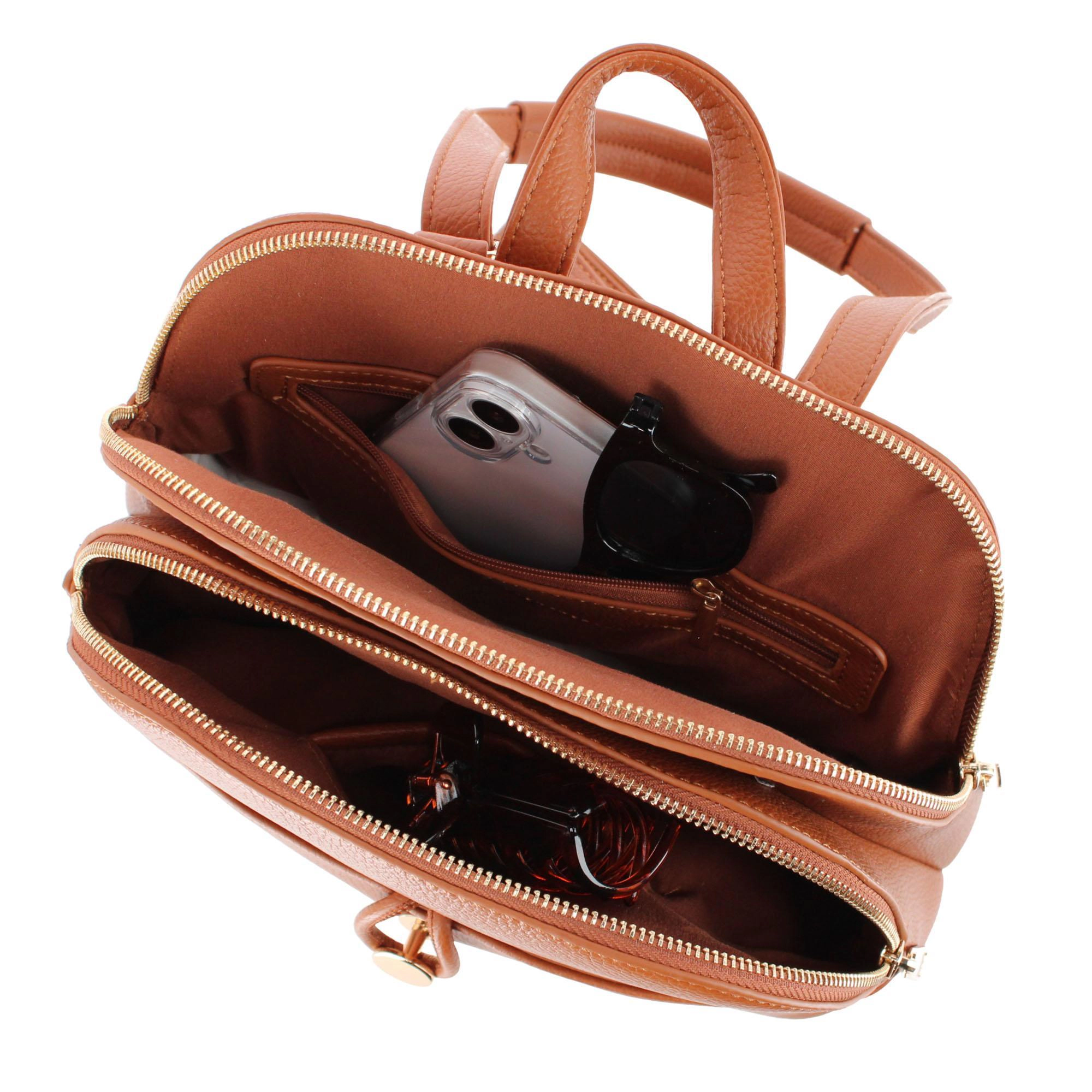 CTM Women's Pocket Detail Convertible Backpack to Crossbody Purse
