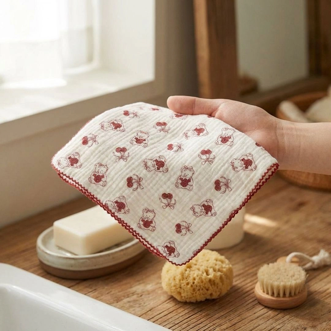 Alilang Women Baby Cotton Muslin Washcloth 10 x Inch Soft Absorbent Toddler Face Towel with Loop