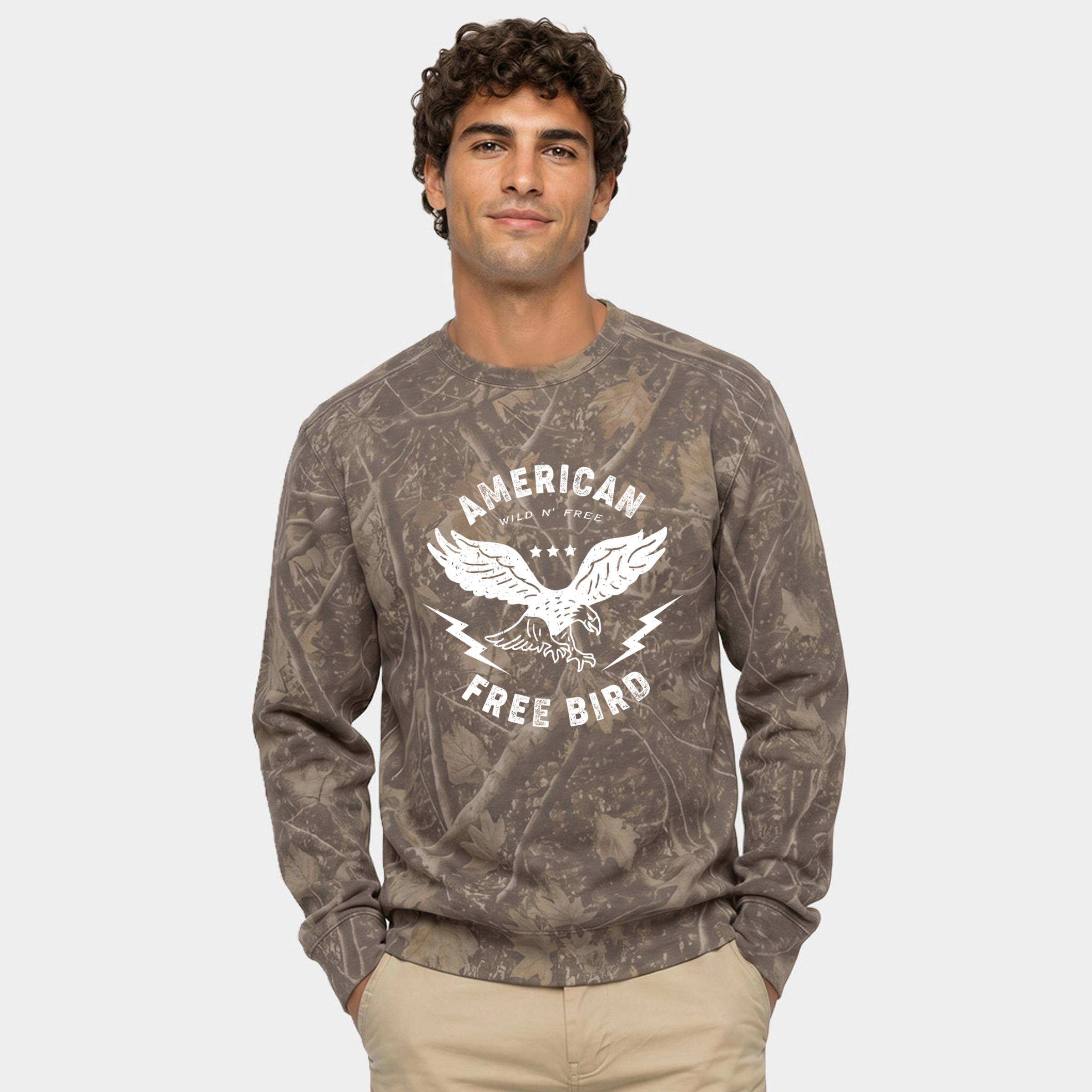 Simply Sage Market - Men's Camo Sweatshirt American Free Bird