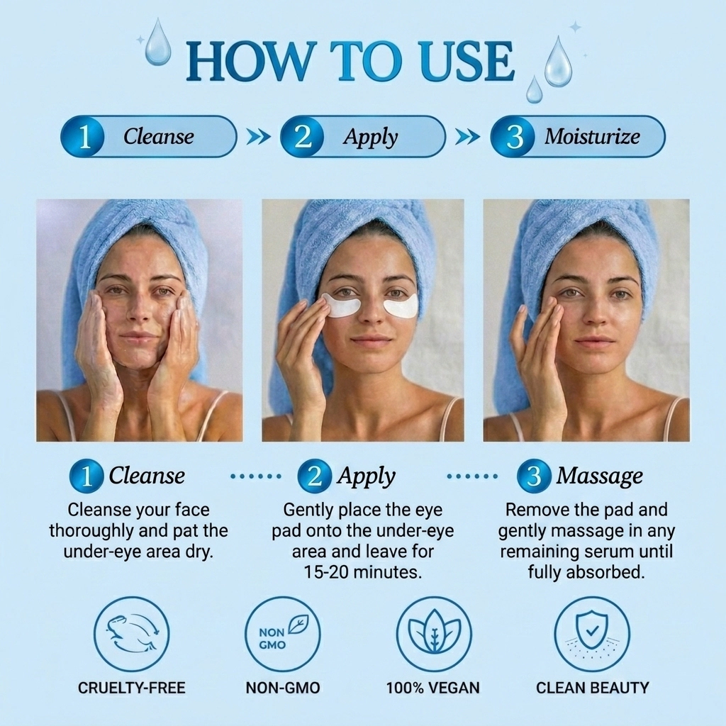 Lovery Hyaluronic & Ceramide Under Eye Masks - Korean Skincare Hydrating Eye Pad Set - 5 pairs