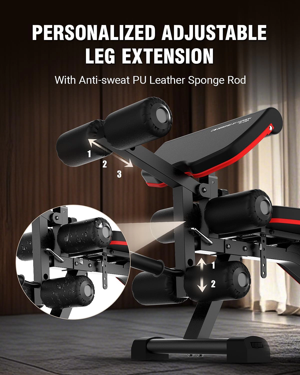 HARISON Adjustable Weight Bench for Home Gym, 1000 LB Capacity with Leg Extension & Preacher Pad
