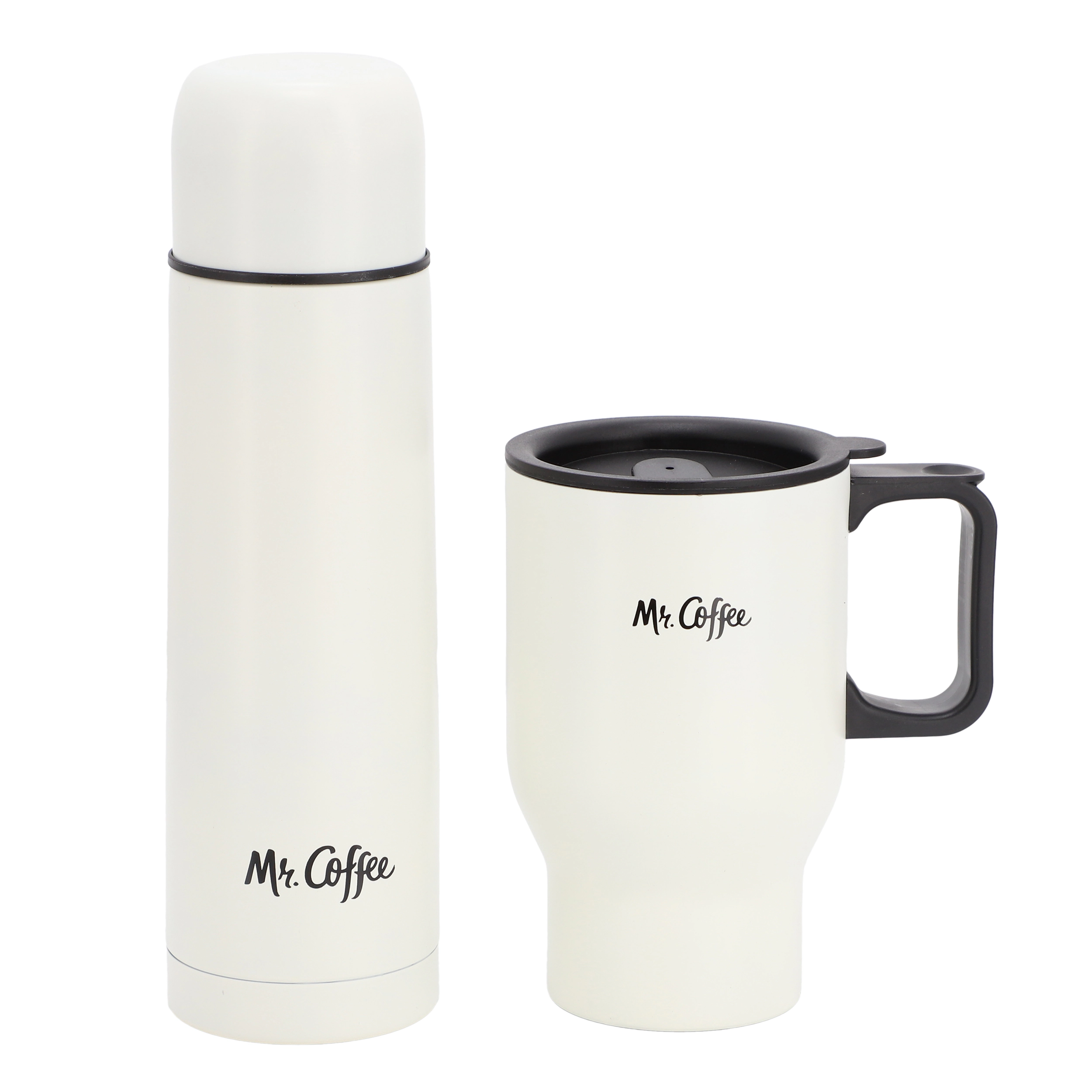 Mr. Coffee Javelin 2 Piece Thermal Bottle and Travel Mug Set in White
