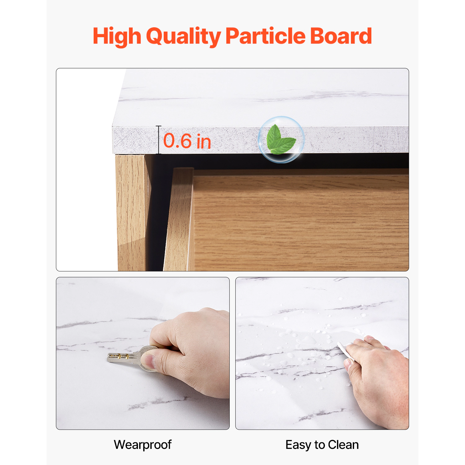 HONGGE Fluted Wooden Chest of Drawers with Sliding & Anti-tip Device
