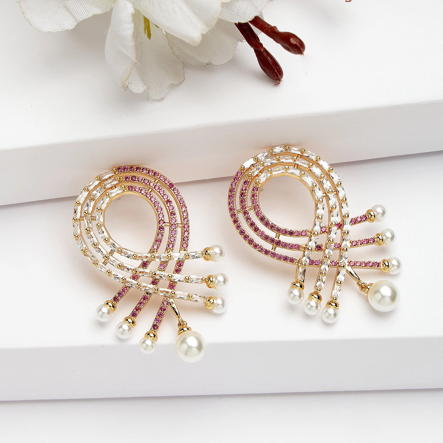 AGP PARIS Womens Diva Collection Modern Zirconia Drop Earrings