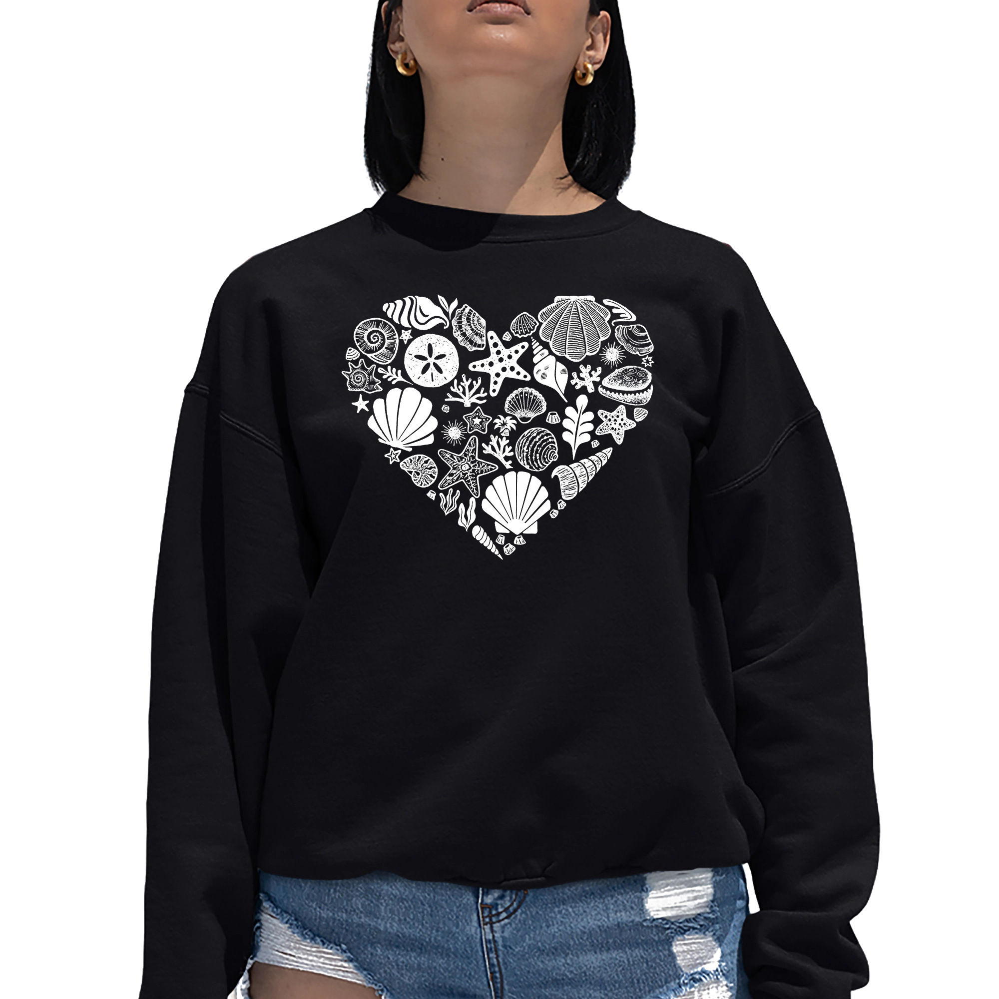 LA Pop Art Sea Shells - Women's Word Crewneck Sweatshirt