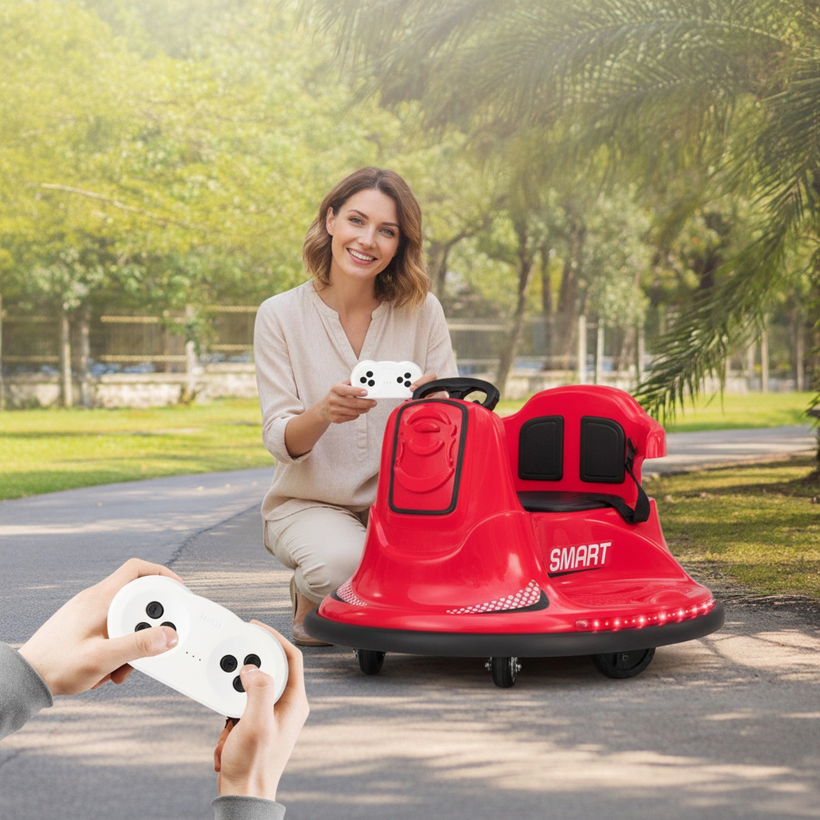 12V Kids Bumper Car with Parent Remote Soft Bumper Ring and 360-Degree Spin for Ages 37-95 Months Electric Ride On Toy