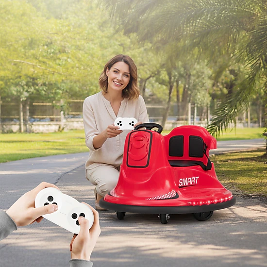 12V Kids Bumper Car with Parent Remote Soft Bumper Ring and 360-Degree Spin for Ages 37-95 Months Electric Ride On Toy