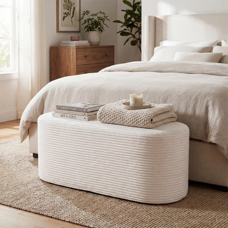 Hivvago Upholstered Ottoman Bench With High-Density Sponge