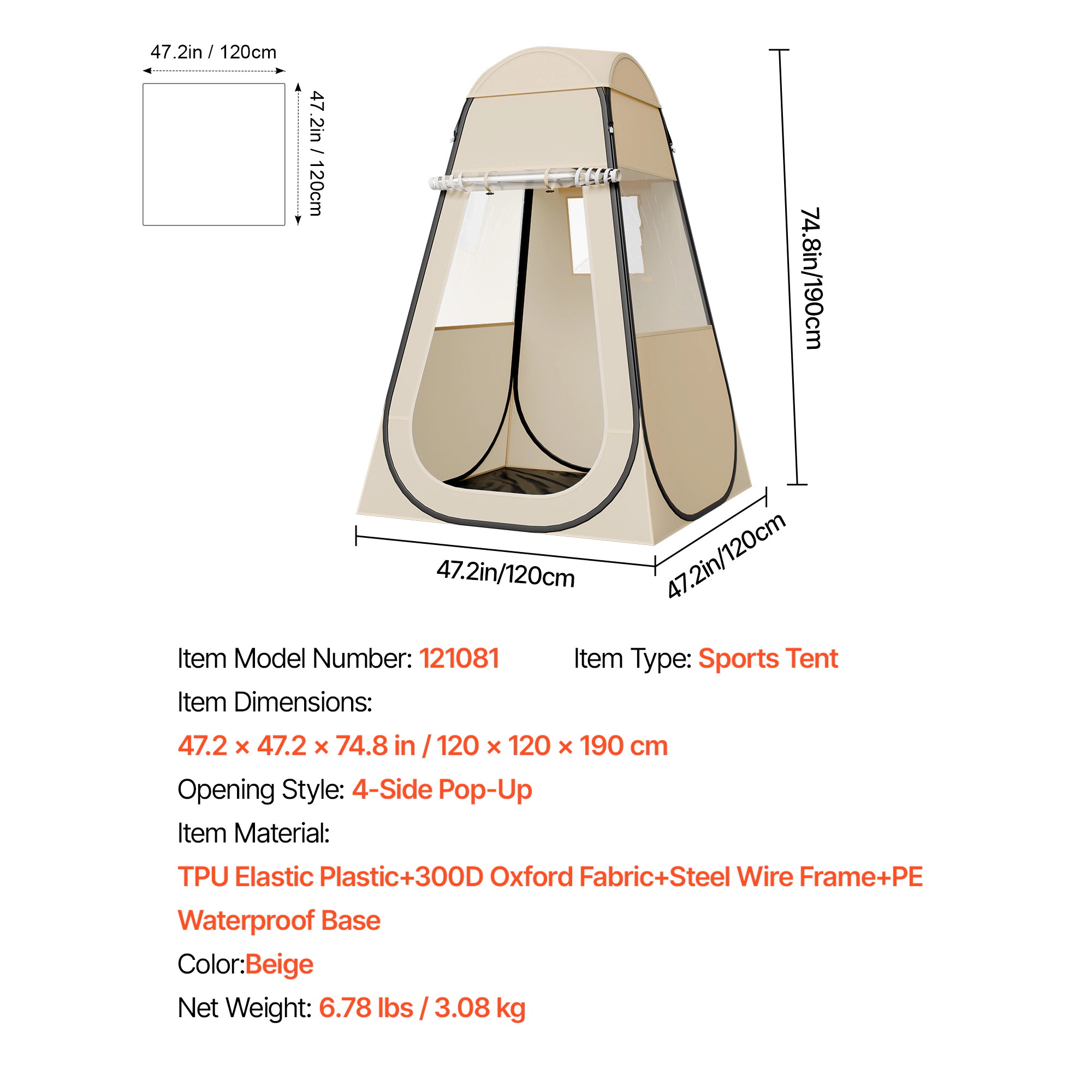 HONGGE Pop up Sports Tent Clear Bubble Tent for Waterproof Outdoor Pod with Floor Mat & Top Cover Garden Igloo Dome
