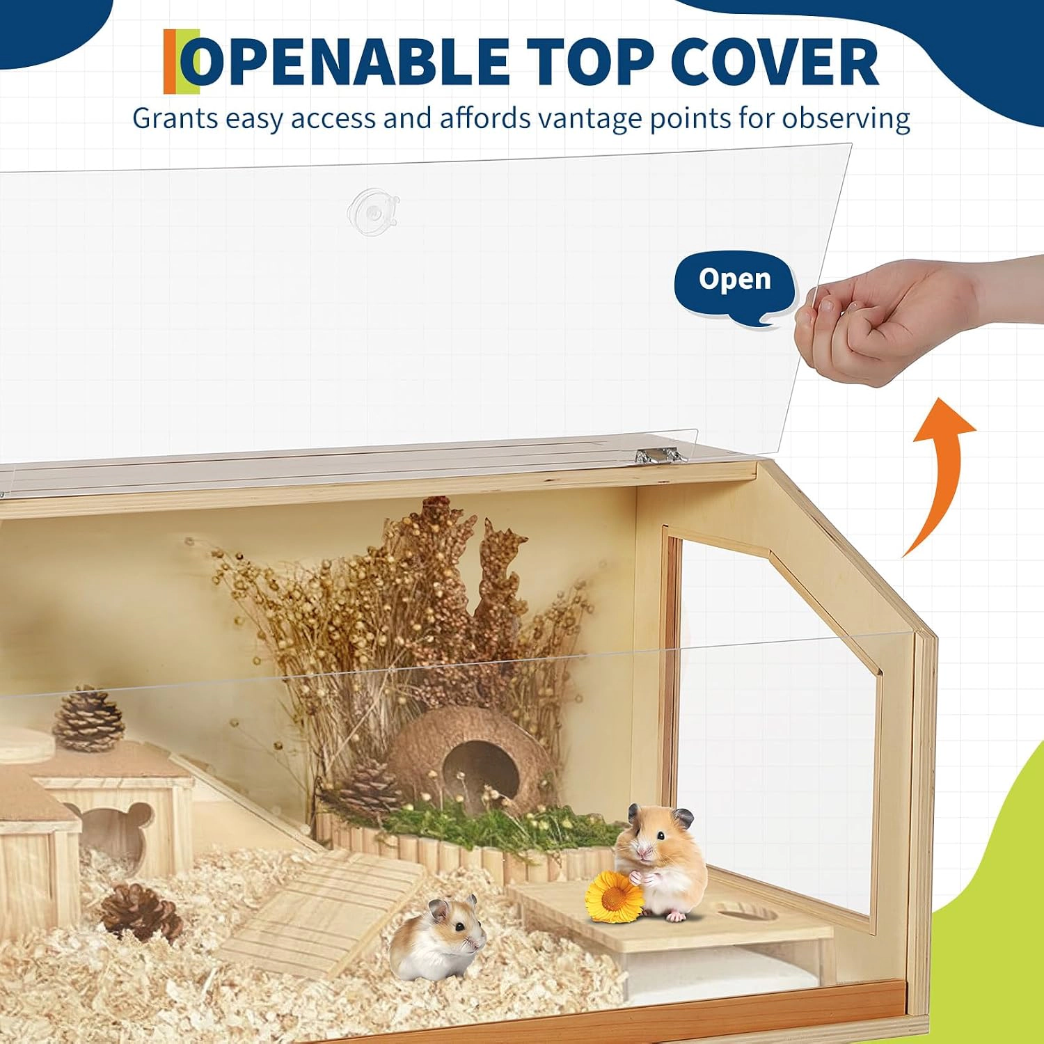 Small Poplar Plywood Hamster Cage, Vertical Large-Space Small Animal Hutch 81.28x40.64x101.60cm