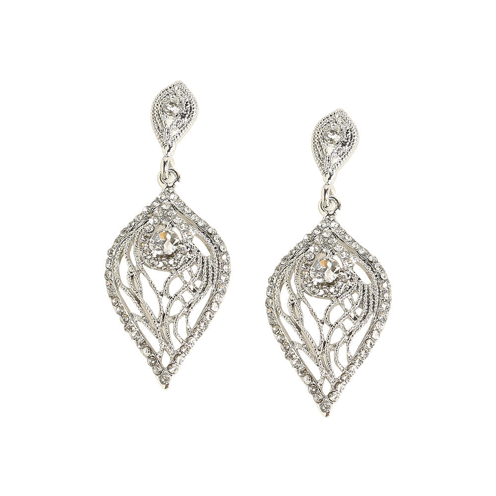 SOHI Women's Intricate Leaf Drop Earrings