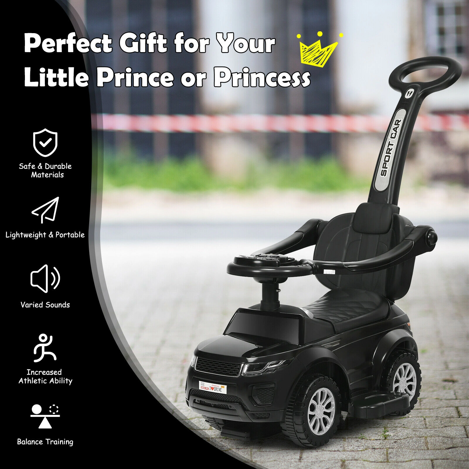 Hivvago 3 1 Ride on Push Car Toddler Stroller Sliding with Music