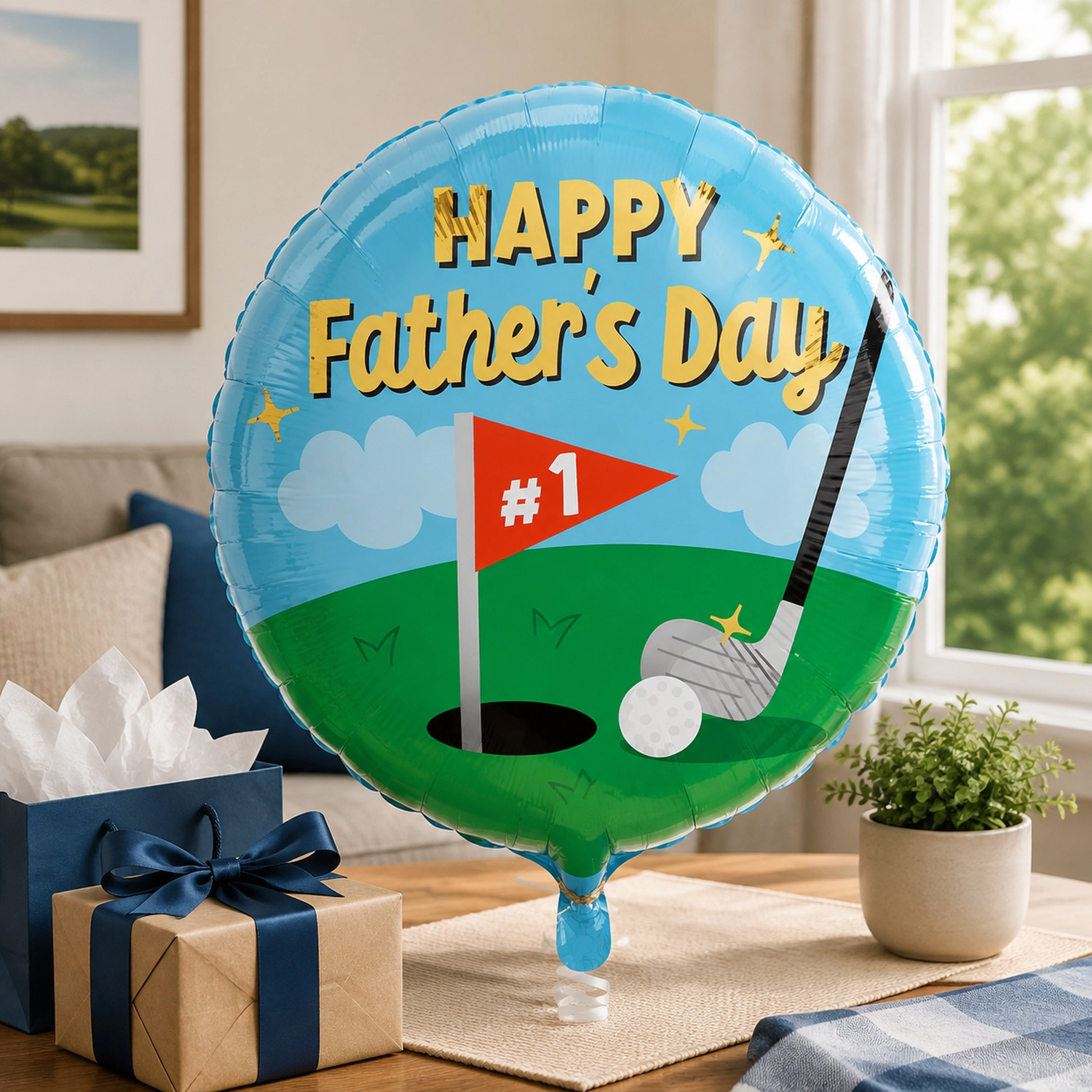 LoonBalloon Father's Day Tee-Rific Dad Balloon with 8 Multicolor Latex Balloons