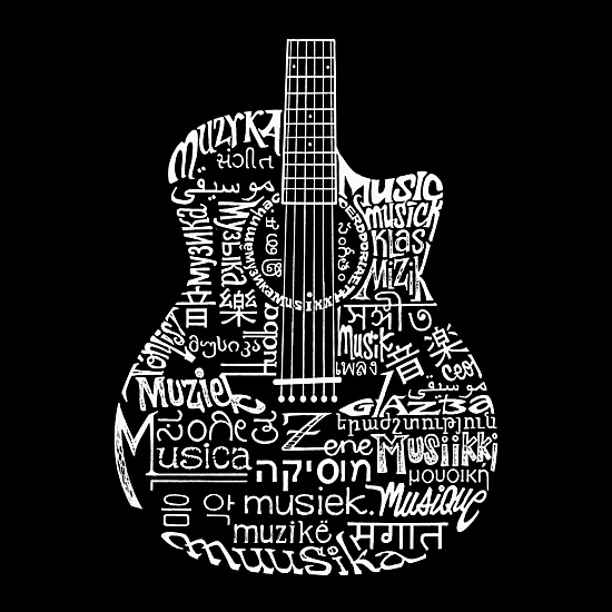 LA Pop Art Men's Guitar Word Art T-Shirt
