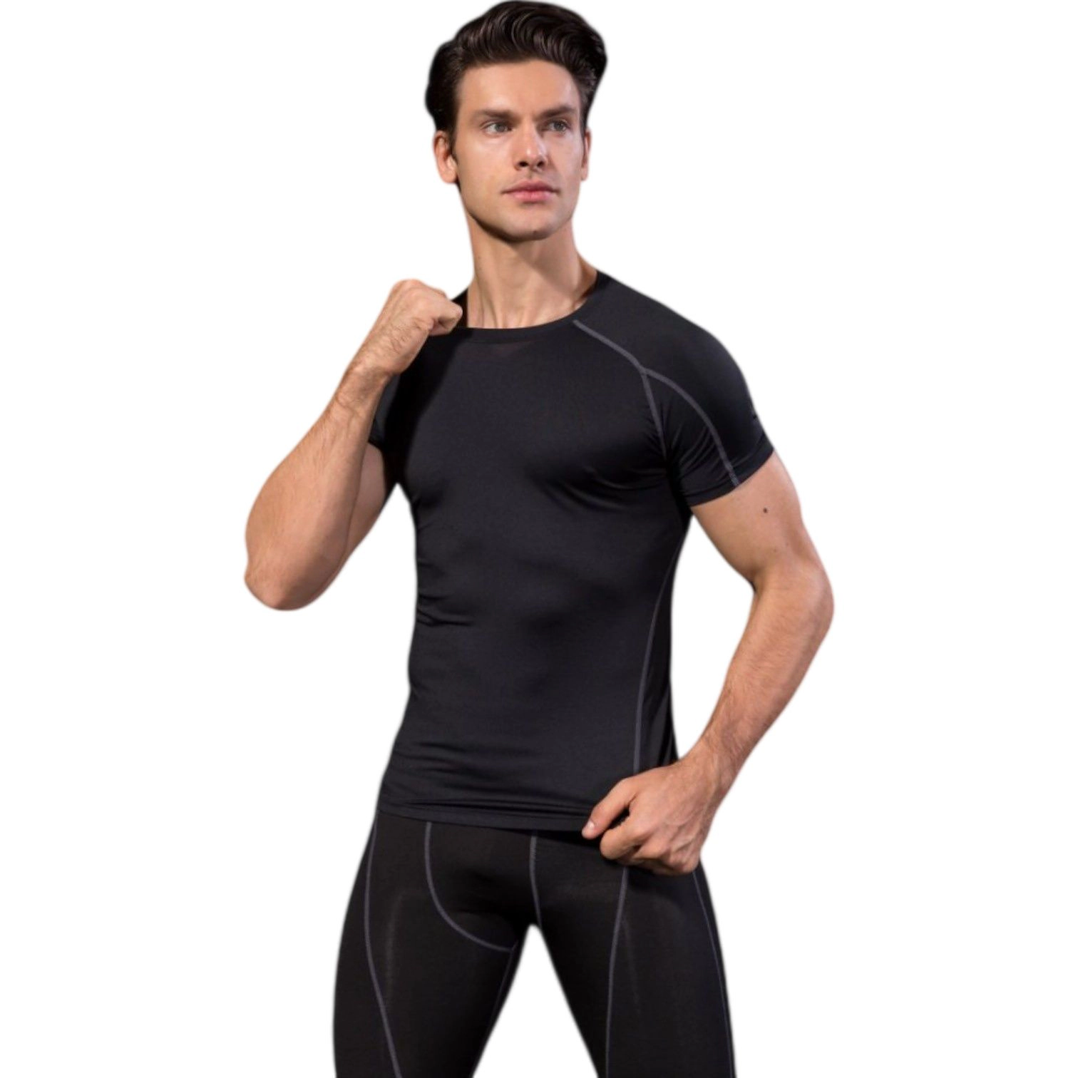 Anna-Kaci Men's Compression Short Sleeve Athletic T-Shirt with Moisture-Wicking Stretch Fabric for Training and Workouts