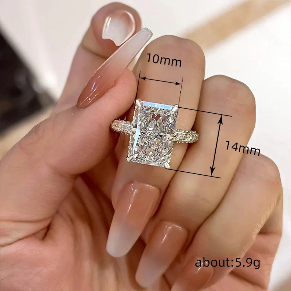 Wardrobe Whimsy Radiant Cut Cubic Zirconia Pave Split‑Shank Engagement Ring