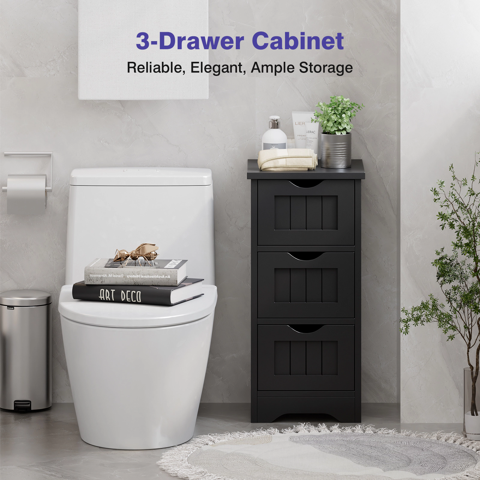 SlickBlue Vertical MDF Storage Cabinet with 3 Drawers and Compact Design
