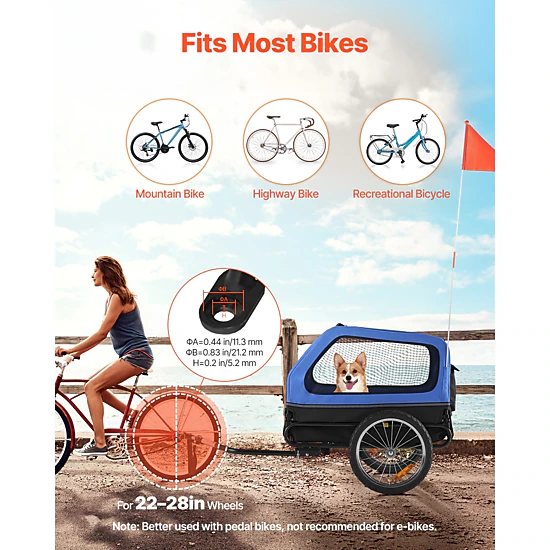 HONGGE Dog Bike Trailer Supports Pet Cart Bicycle Carrier for Small & Dogs Easy Folding Frame with Quick Release Wheel