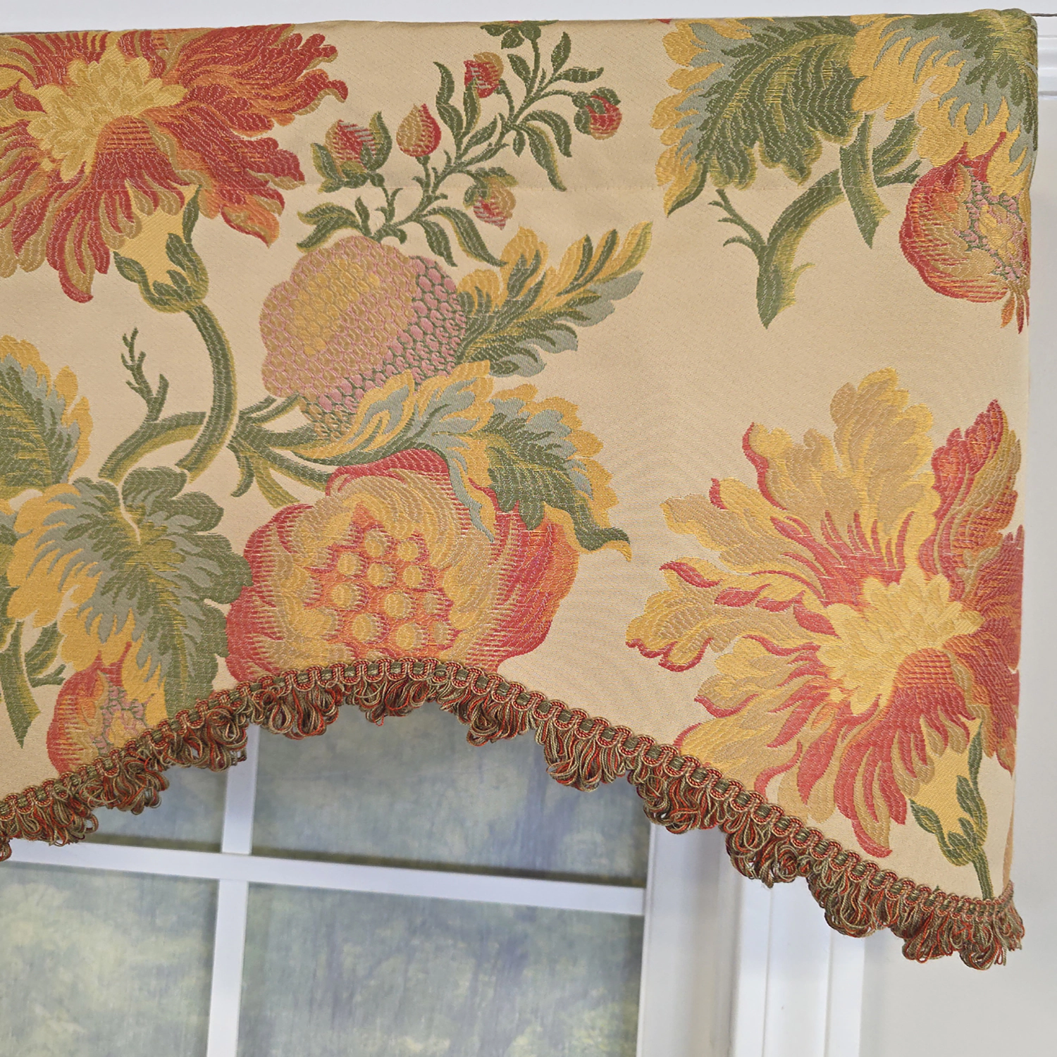 RLF Home 100% Cotton Sublime Cornice  Fully lined Windows Rod Pocket Valance 50" x 17"  Orange