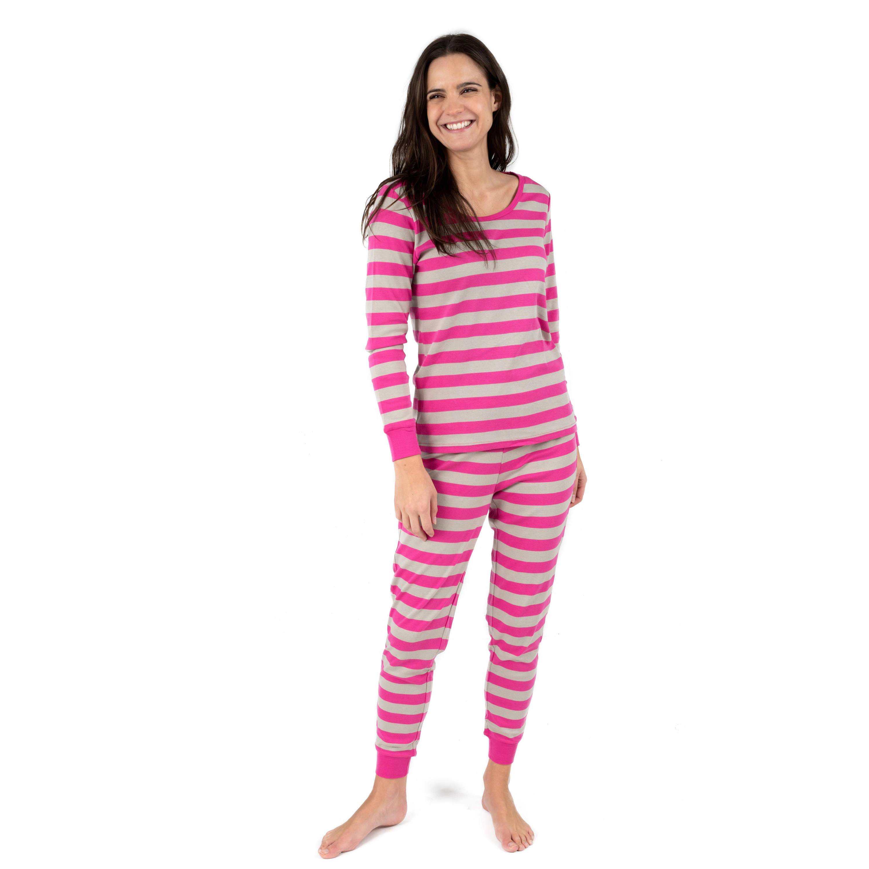 Leveret Womens 2-Piece Striped Cotton Snug Fit Pajama Set