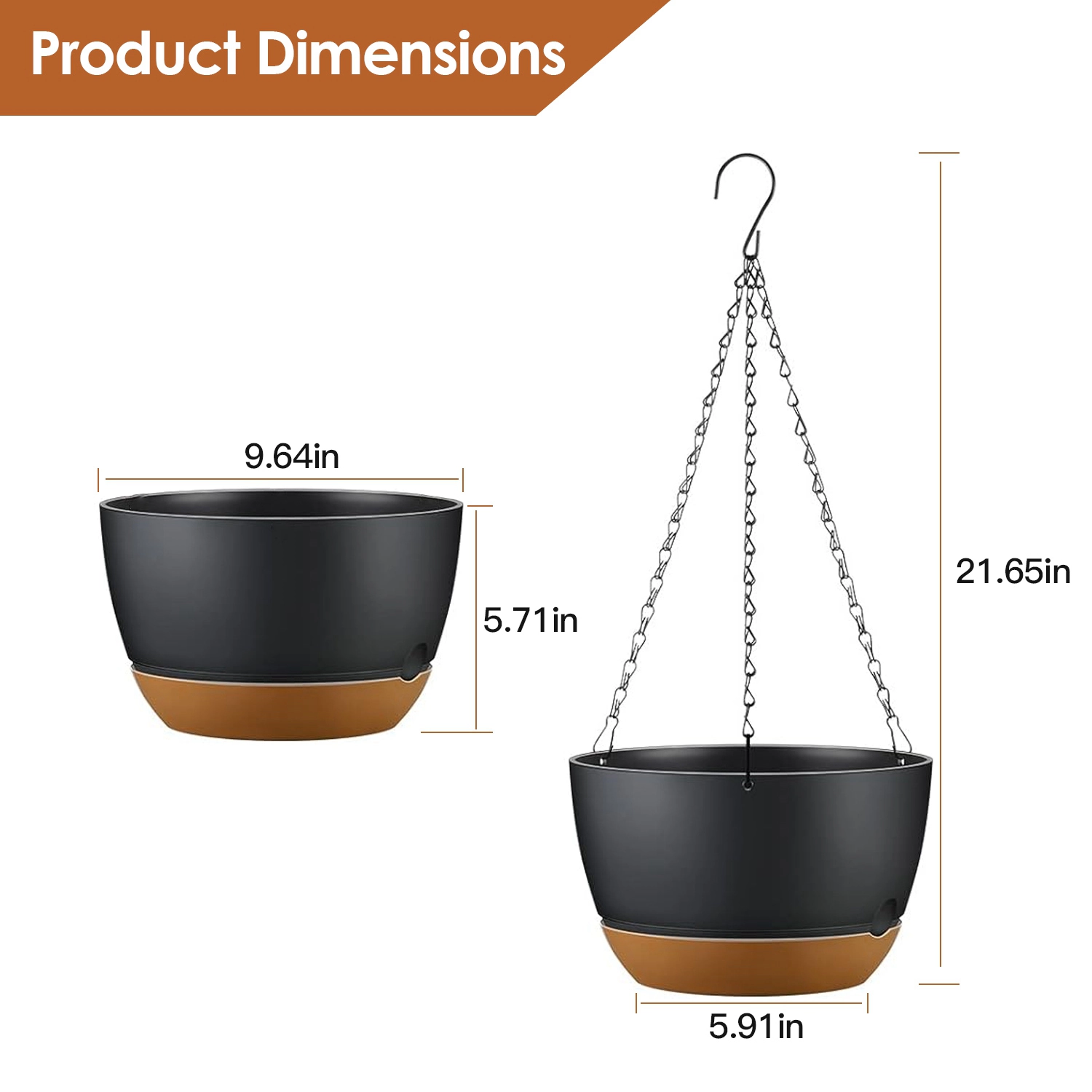 GBruno 4-Piece Self-Watering Hanging Planter Set
