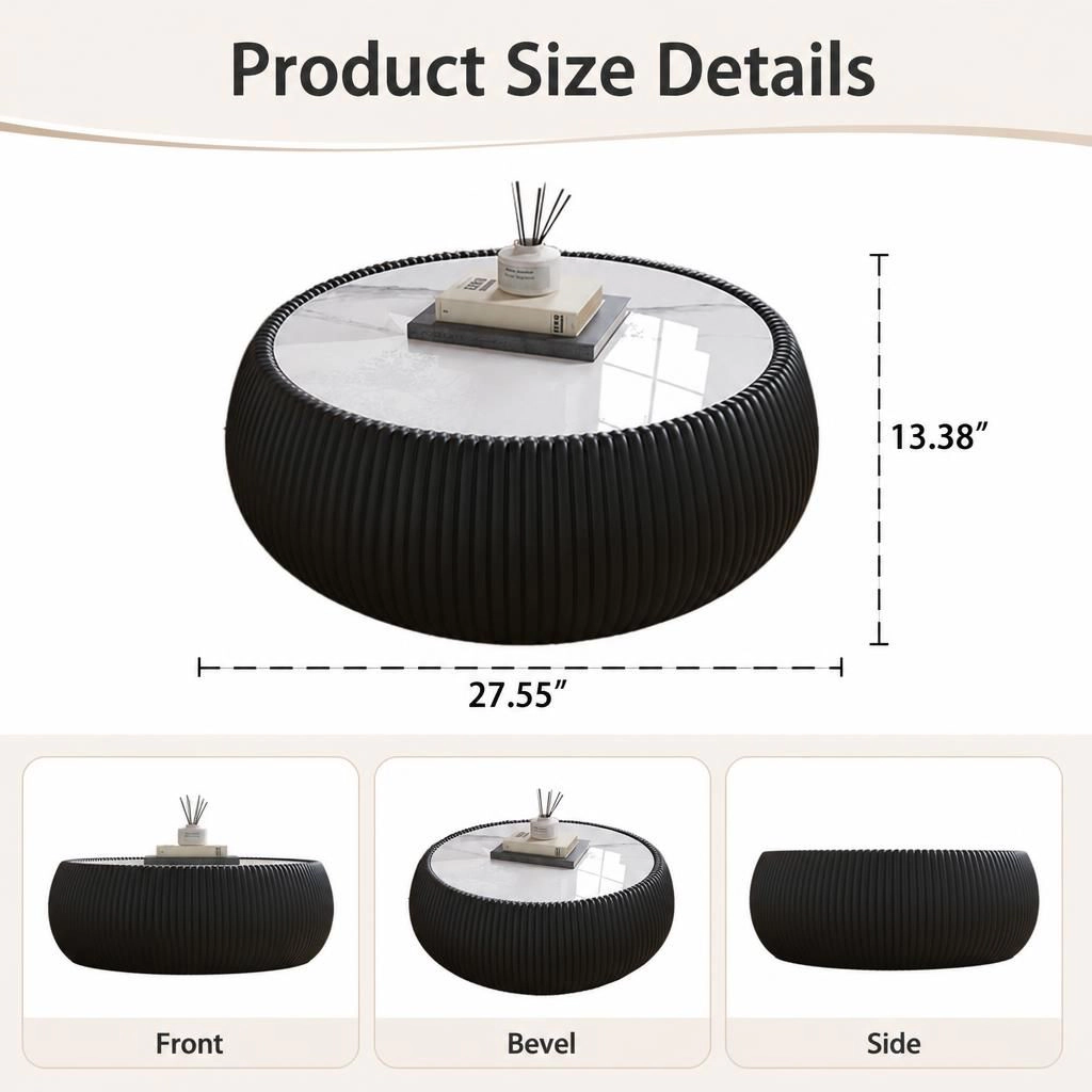 GOODSILO Round Low Profile Multi Material Accent Table