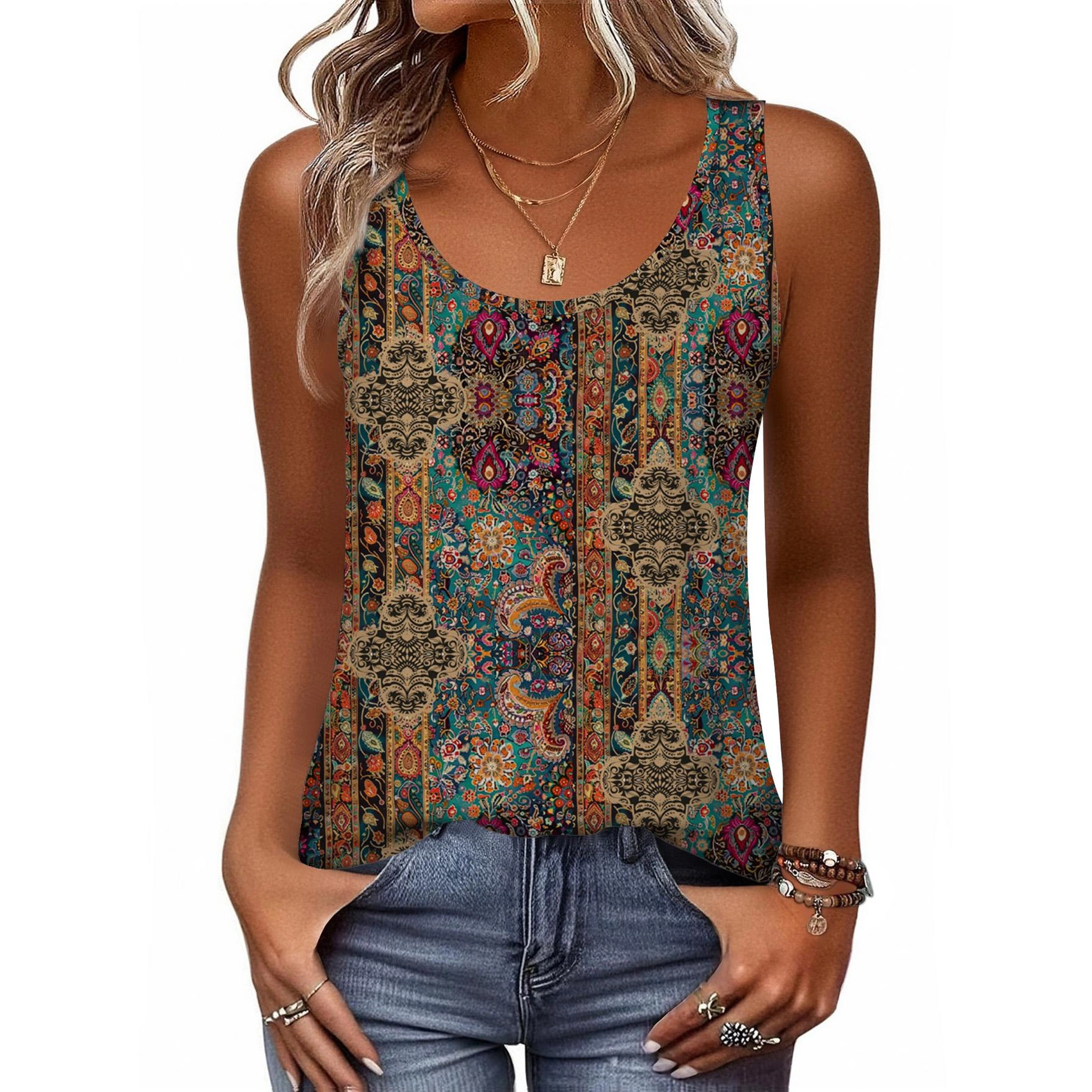 Zeagoo Women's Loose Fit Flowy Round Neck Sleeveless Long Tank Top