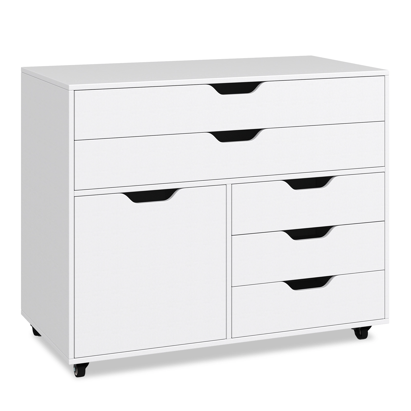 SUGIFT White 30-in 220-lb Capacity 5-Drawer Mobile Rolling Storage Chest with Door and 5 Casters