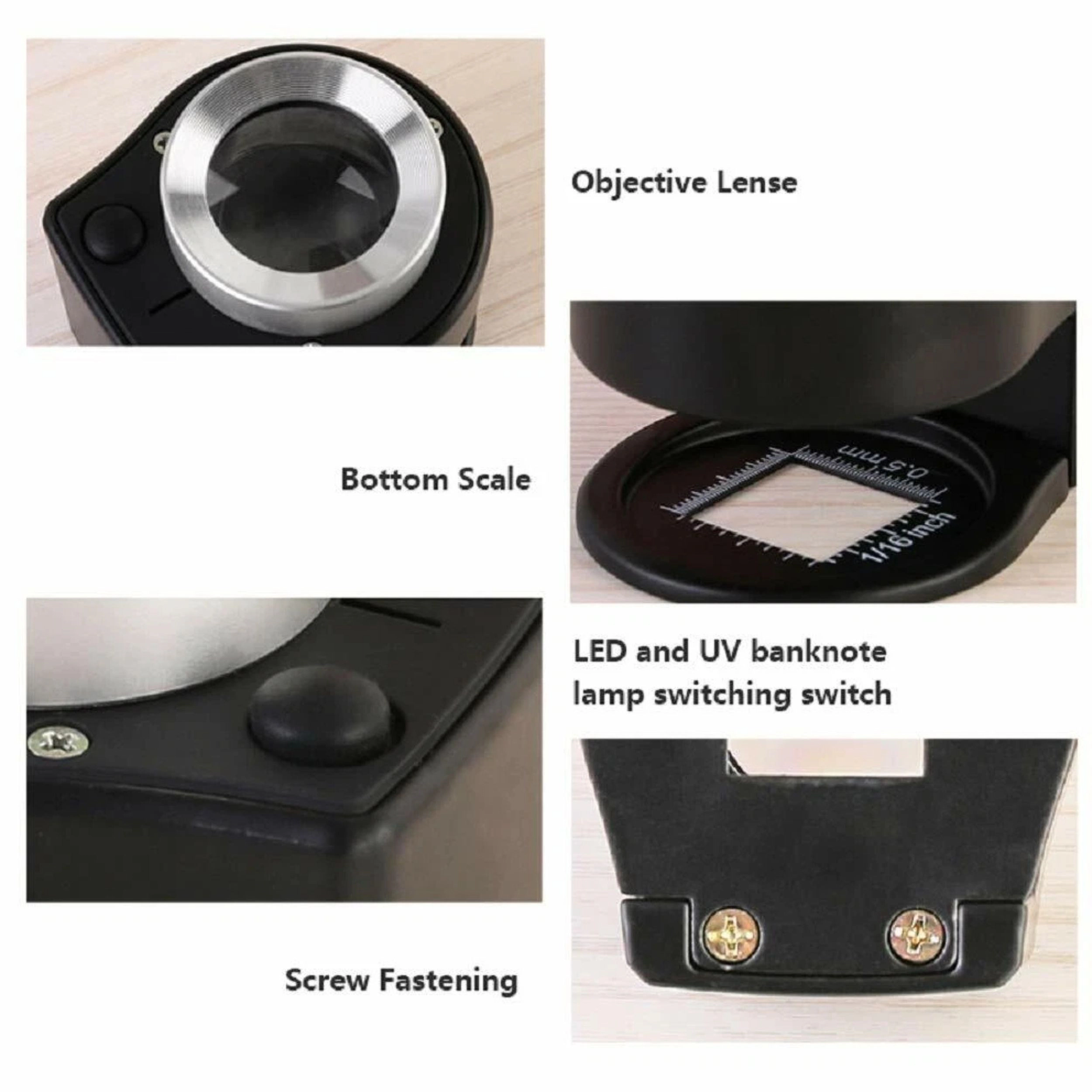Home Collection 30X Folding Loupe Magnifier with LED & UV Lights