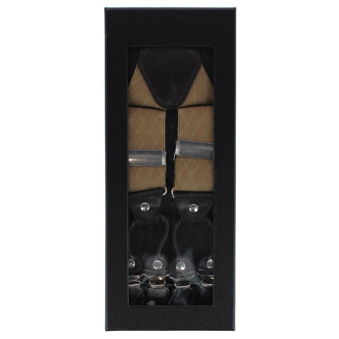 CTM Men's Subtle Diamond pattern Y-Back Double Clip-End Suspender