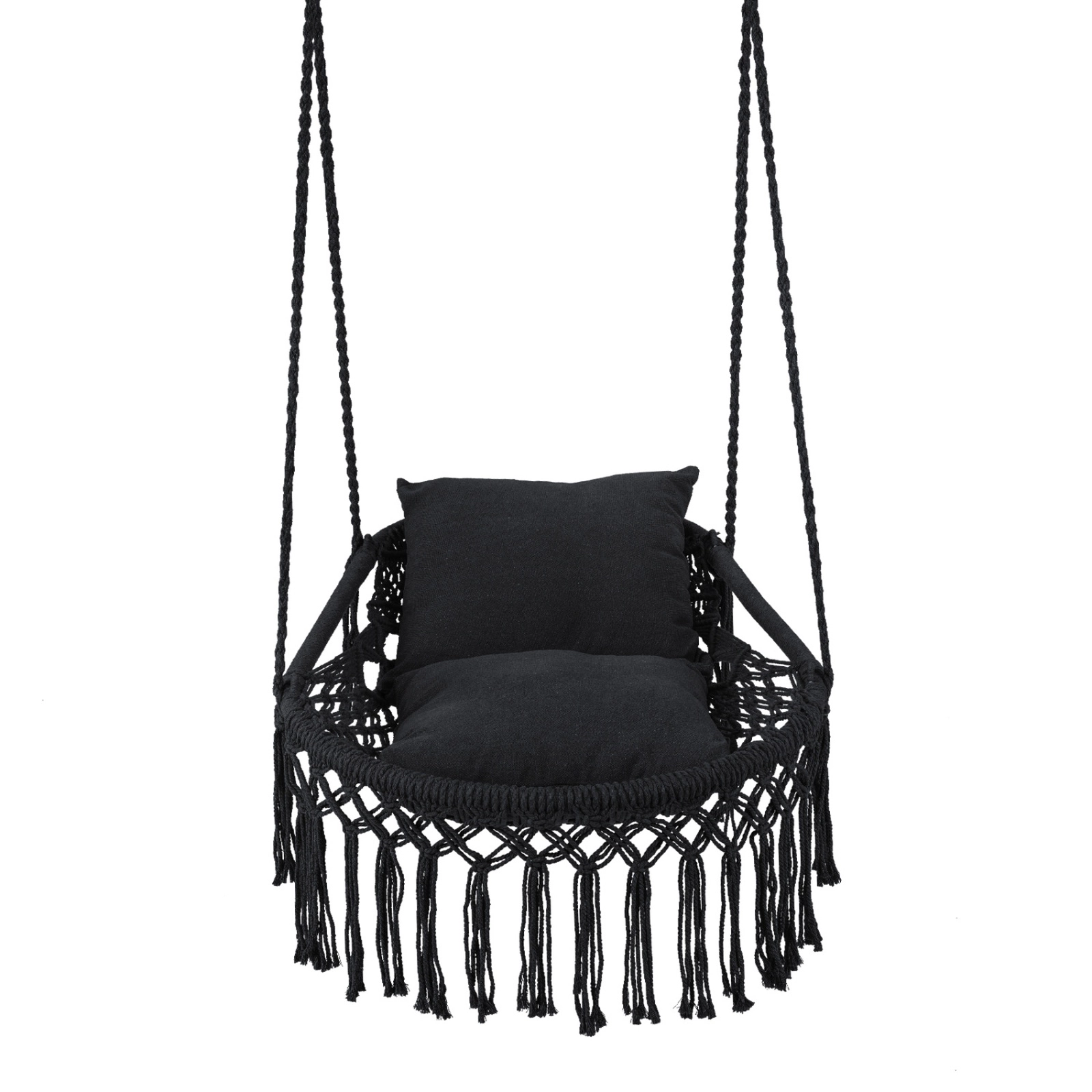 SUGIFT Black Cushioned Hanging Hammock Chair, 330-Lb Capacity, Foldable Frame, Indoor/Outdoor
