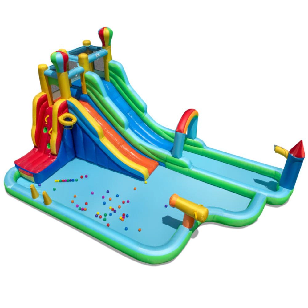 Hivvago Inflatable Water Slide Park Giant Bounce House with Double Long Slides