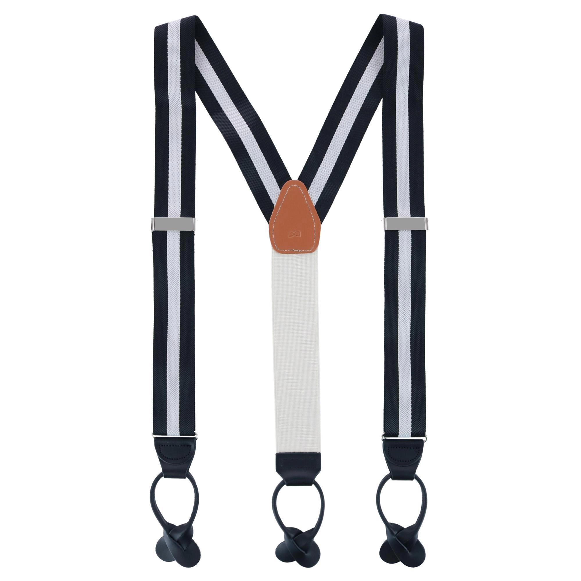 Trafalgar Men's Montague Center Stripe Nylon Button End Suspenders