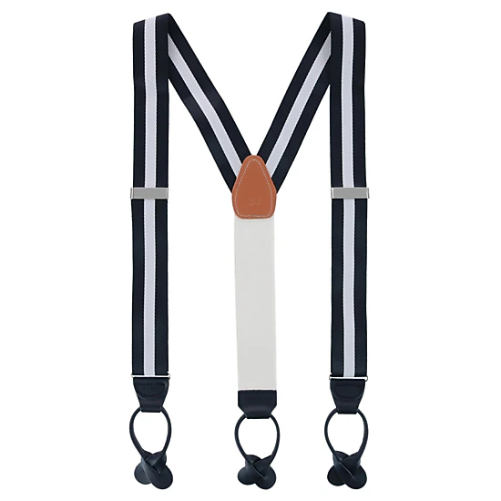 Trafalgar Men's Montague Center Stripe Nylon Button End Suspenders