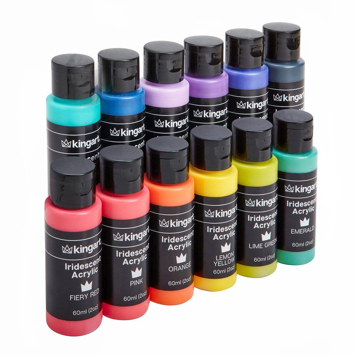 KINGART Studio Acrylic Paint - 60ml Bottles - 12 Iridescent Colors
