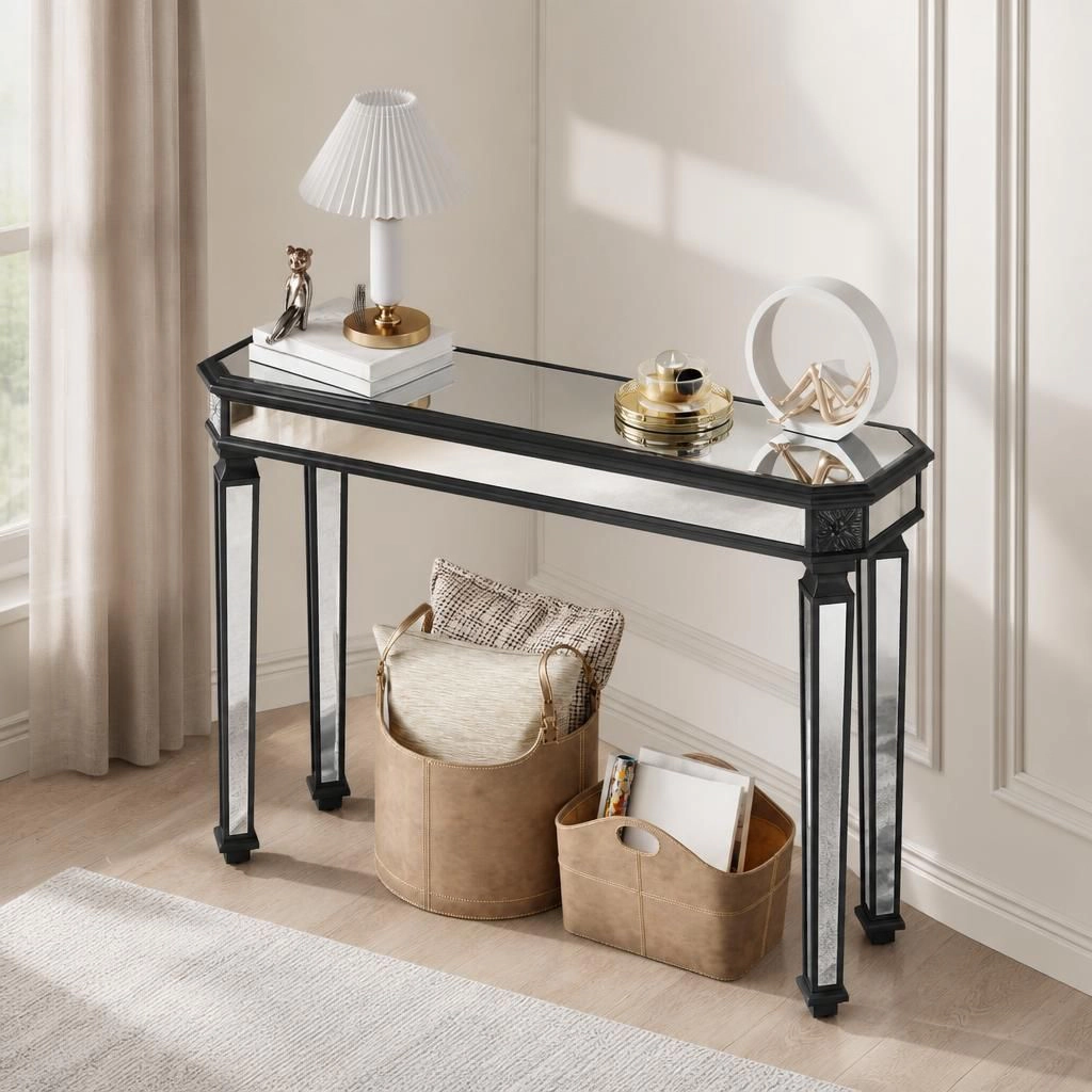 GOODSILO Slim Long Narrow Console Table Solid Wood Frame