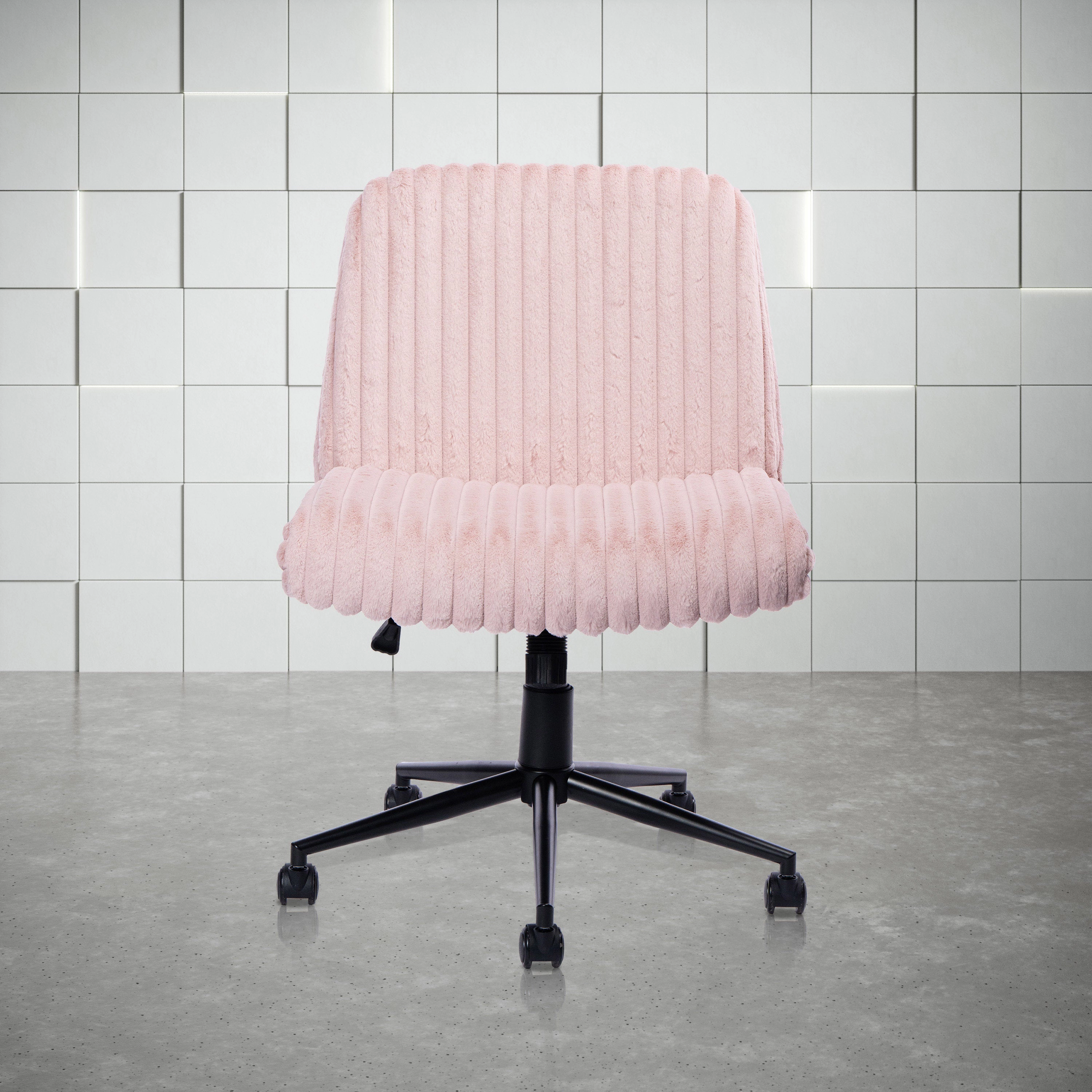 Platinum-Level Office Chairs Pink Criss-Cross Office Chair, Plush Velvet, Extra-Wide Foam-Padded Seat