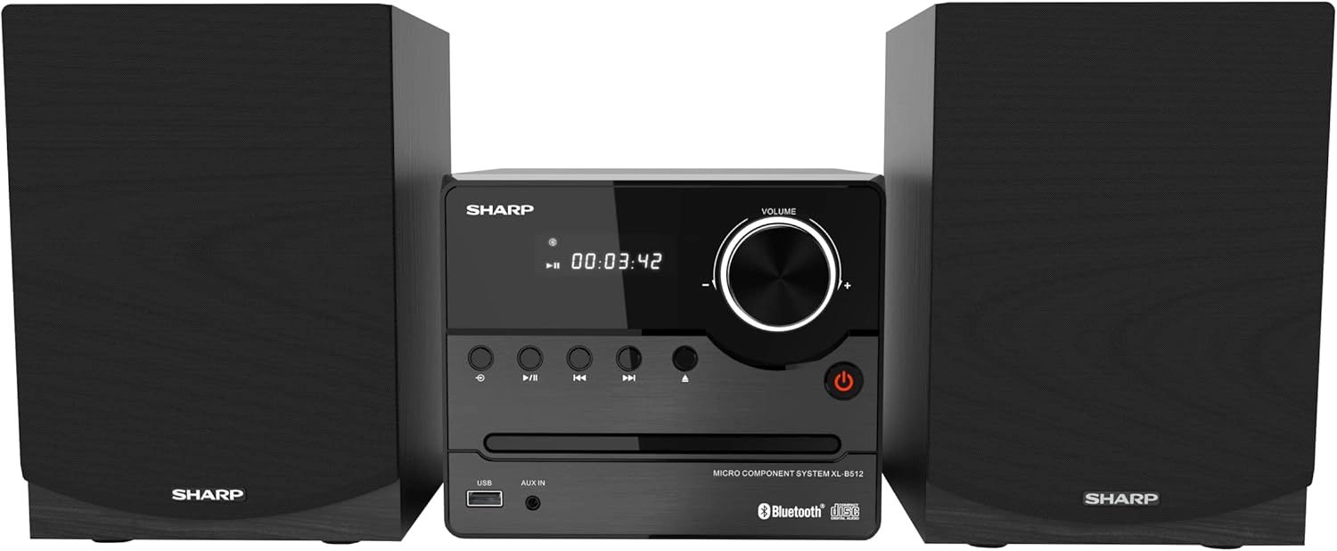 SHARP XL-B512 5-Disc Micro Component Bluetooth CD Player with Wood Speakers
