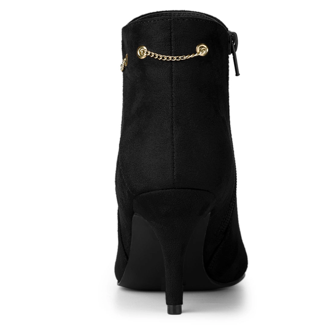 BLISSFUL STEP Women Faux Suede Pointed Toe Side Zip Stiletto Heel Ankle Booties