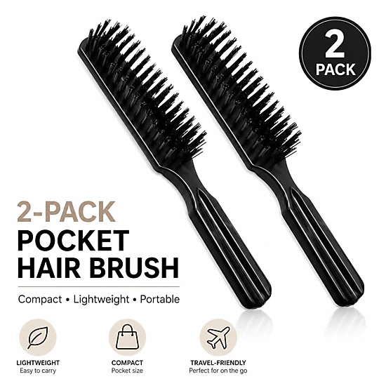 Prism Edge Unisex 2 Pack Bristle Hair Brush Set Black