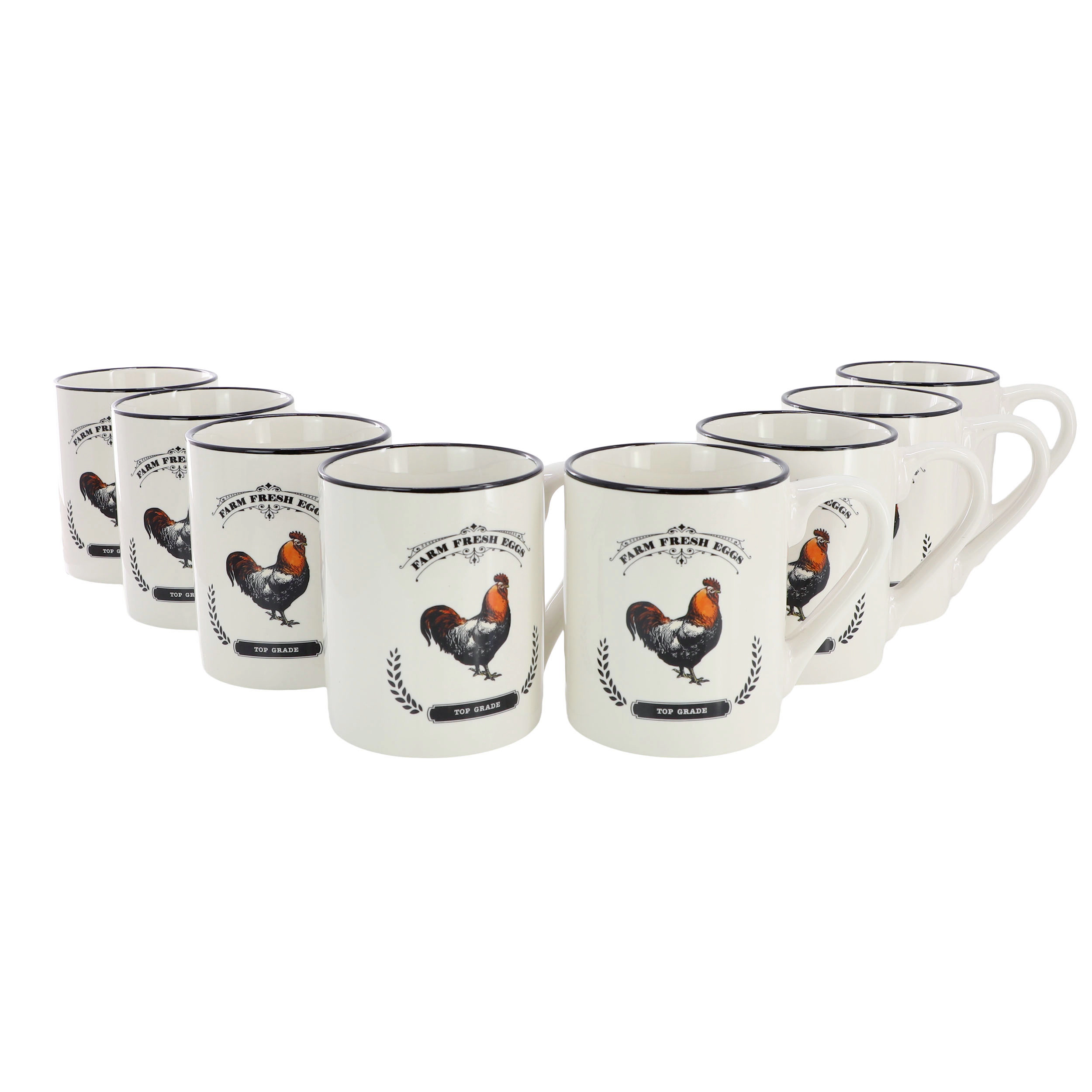 Gibson Homewares Barn Animals 17 Ounce Rooster 8 Piece Mug Set
