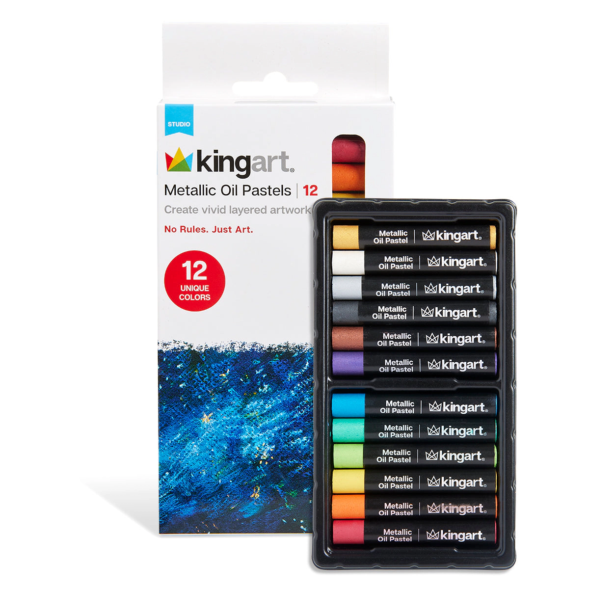 KINGART Metallic Oil Pastels Set - 12 Colors