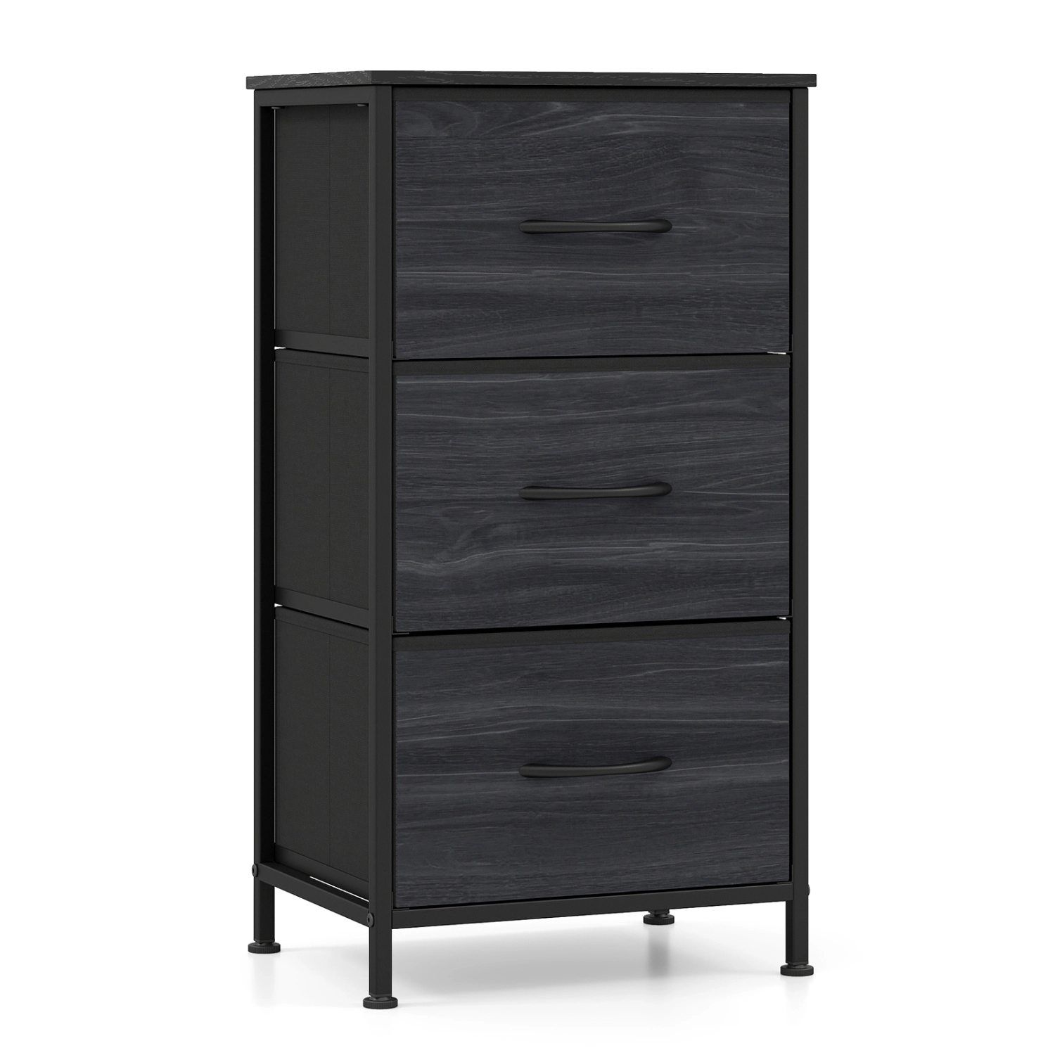 LJG Dresser Nightstand with Roomy Fabric Drawers for Bedroom Storage Cabinet Metal Frame