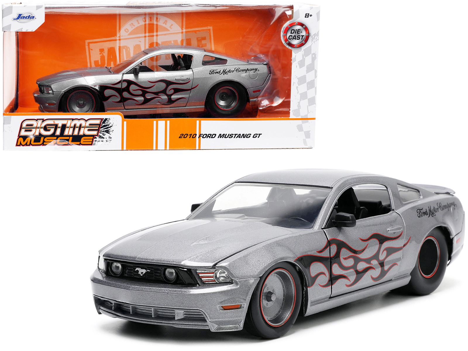 Jada 2010 Ford Mustang Gt Gray Metallic With Flames "Ford Motor Company" "Bigtime Muscle" Series 1/24 Diecast